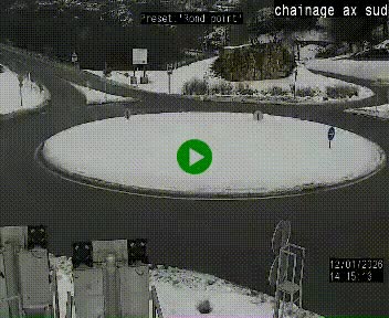 Webcam au nord d'Ax-les-Thermes au niveau de l'aire de chaînage de la N20. Vue orientée vers les Pyrénées, en direction de Pas de la Case