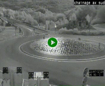 Webcam au nord d'Ax-les-Thermes au niveau de l'aire de chaînage de la N20. Vue orientée vers les Pyrénées, en direction de Pas de la Case
