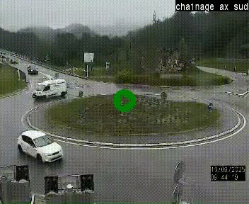 <h2>Webcam au nord d'Ax-les-Thermes au niveau de l'aire de chaînage de la N20. Vue orientée vers les Pyrénées, en direction de Pas de la Case</h2>