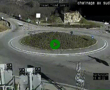 Webcam au nord d'Ax-les-Thermes au niveau de l'aire de chaînage de la N20. Vue orientée vers les Pyrénées, en direction de Pas de la Case