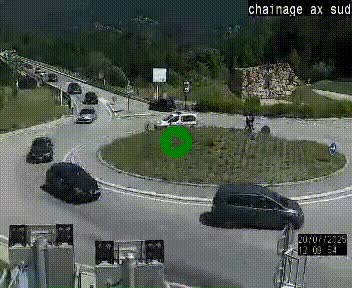 Webcam au nord d'Ax-les-Thermes au niveau de l'aire de chaînage de la N20. Vue orientée vers les Pyrénées, en direction de Pas de la Case