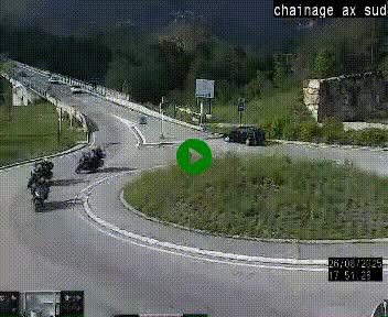 <h2>Webcam au nord d'Ax-les-Thermes au niveau de l'aire de chaînage de la N20. Vue orientée vers les Pyrénées, en direction de Pas de la Case</h2>
