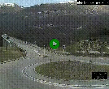 <h2>Webcam au nord d'Ax-les-Thermes au niveau de l'aire de chaînage de la N20. Vue orientée vers les Pyrénées, en direction de Pas de la Case</h2>