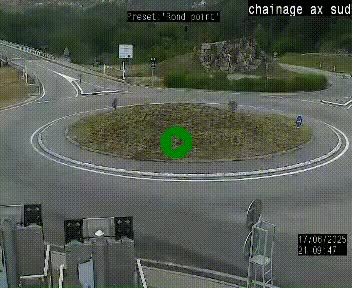 Webcam au nord d'Ax-les-Thermes au niveau de l'aire de chaînage de la N20. Vue orientée vers les Pyrénées, en direction de Pas de la Case