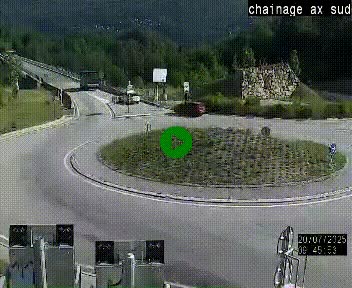 <h2>Webcam au nord d'Ax-les-Thermes au niveau de l'aire de chaînage de la N20. Vue orientée vers les Pyrénées, en direction de Pas de la Case</h2>