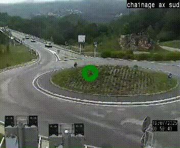 <h2>Webcam au nord d'Ax-les-Thermes au niveau de l'aire de chaînage de la N20. Vue orientée vers les Pyrénées, en direction de Pas de la Case</h2>