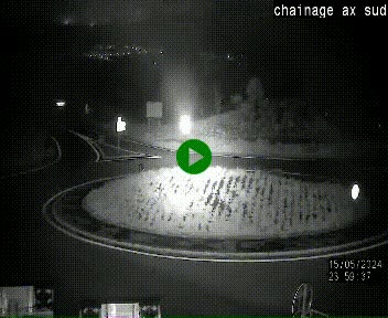 Webcam au nord d'Ax-les-Thermes au niveau de l'aire de chaînage de la N20. Vue orientée vers les Pyrénées, en direction de Pas de la Case