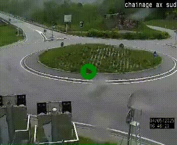 Webcam au nord d'Ax-les-Thermes au niveau de l'aire de chaînage de la N20. Vue orientée vers les Pyrénées, en direction de Pas de la Case
