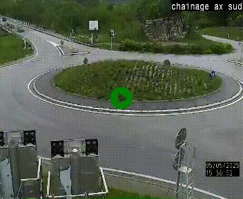 Webcam au nord d'Ax-les-Thermes au niveau de l'aire de chaînage de la N20. Vue orientée vers les Pyrénées, en direction de Pas de la Case