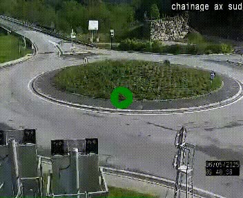 Webcam au nord d'Ax-les-Thermes au niveau de l'aire de chaînage de la N20. Vue orientée vers les Pyrénées, en direction de Pas de la Case
