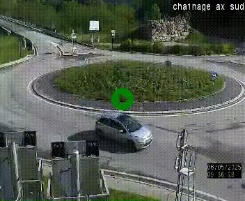 Webcam au nord d'Ax-les-Thermes au niveau de l'aire de chaînage de la N20. Vue orientée vers les Pyrénées, en direction de Pas de la Case