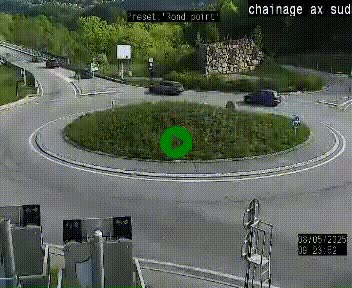 Webcam au nord d'Ax-les-Thermes au niveau de l'aire de chaînage de la N20. Vue orientée vers les Pyrénées, en direction de Pas de la Case
