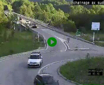 Webcam au nord d'Ax-les-Thermes au niveau de l'aire de chaînage de la N20. Vue orientée vers les Pyrénées, en direction de Pas de la Case