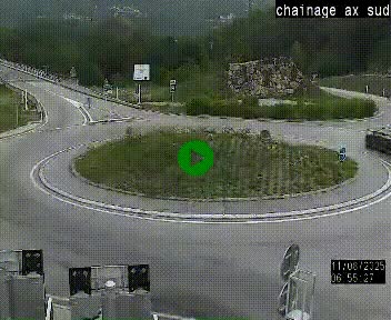 Webcam au nord d'Ax-les-Thermes au niveau de l'aire de chaînage de la N20. Vue orientée vers les Pyrénées, en direction de Pas de la Case
