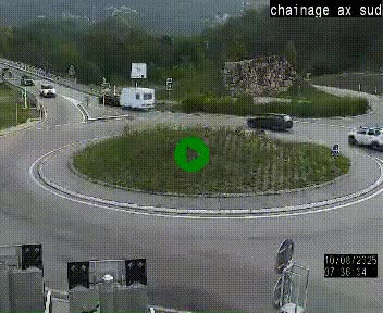 Webcam au nord d'Ax-les-Thermes au niveau de l'aire de chaînage de la N20. Vue orientée vers les Pyrénées, en direction de Pas de la Case