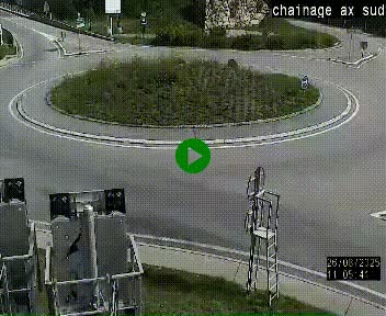 Webcam au nord d'Ax-les-Thermes au niveau de l'aire de chaînage de la N20. Vue orientée vers les Pyrénées, en direction de Pas de la Case