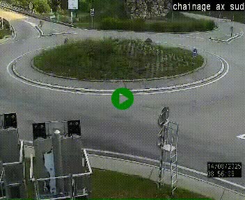 Webcam au nord d'Ax-les-Thermes au niveau de l'aire de chaînage de la N20. Vue orientée vers les Pyrénées, en direction de Pas de la Case