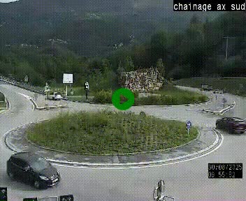 Webcam au nord d'Ax-les-Thermes au niveau de l'aire de chaînage de la N20. Vue orientée vers les Pyrénées, en direction de Pas de la Case