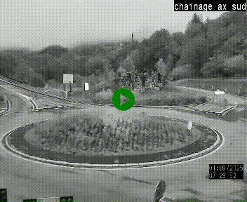 Webcam au nord d'Ax-les-Thermes au niveau de l'aire de chaînage de la N20. Vue orientée vers les Pyrénées, en direction de Pas de la Case