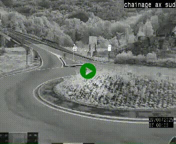 Webcam au nord d'Ax-les-Thermes au niveau de l'aire de chaînage de la N20. Vue orientée vers les Pyrénées, en direction de Pas de la Case