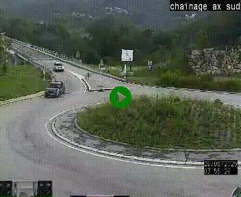 Webcam au nord d'Ax-les-Thermes au niveau de l'aire de chaînage de la N20. Vue orientée vers les Pyrénées, en direction de Pas de la Case