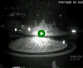 Webcam au nord d'Ax-les-Thermes au niveau de l'aire de chaînage de la N20. Vue orientée vers les Pyrénées, en direction de Pas de la Case