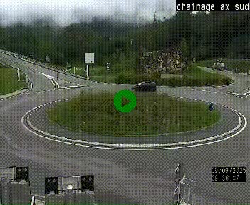 Webcam au nord d'Ax-les-Thermes au niveau de l'aire de chaînage de la N20. Vue orientée vers les Pyrénées, en direction de Pas de la Case
