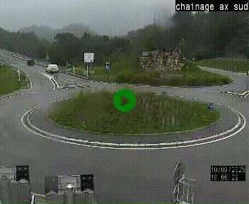 Webcam au nord d'Ax-les-Thermes au niveau de l'aire de chaînage de la N20. Vue orientée vers les Pyrénées, en direction de Pas de la Case
