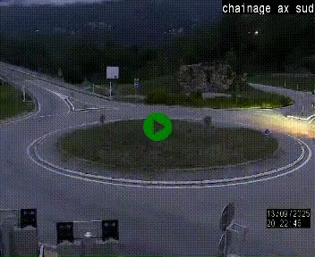 Webcam au nord d'Ax-les-Thermes au niveau de l'aire de chaînage de la N20. Vue orientée vers les Pyrénées, en direction de Pas de la Case