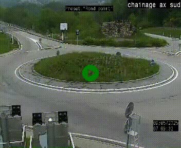 Webcam au nord d'Ax-les-Thermes au niveau de l'aire de chaînage de la N20. Vue orientée vers les Pyrénées, en direction de Pas de la Case