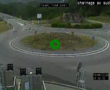 Webcam au nord d'Ax-les-Thermes au niveau de l'aire de chaînage de la N20. Vue orientée vers les Pyrénées, en direction de Pas de la Case