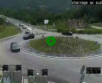 <h2>Webcam au nord d'Ax-les-Thermes au niveau de l'aire de chaînage de la N20. Vue orientée vers les Pyrénées, en direction de Pas de la Case</h2>