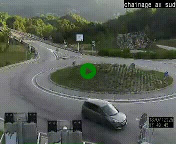 <h2>Webcam au nord d'Ax-les-Thermes au niveau de l'aire de chaînage de la N20. Vue orientée vers les Pyrénées, en direction de Pas de la Case</h2>