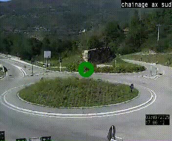 <h2>Webcam au nord d'Ax-les-Thermes au niveau de l'aire de chaînage de la N20. Vue orientée vers les Pyrénées, en direction de Pas de la Case</h2>