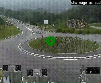 <h2>Webcam au nord d'Ax-les-Thermes au niveau de l'aire de chaînage de la N20. Vue orientée vers les Pyrénées, en direction de Pas de la Case</h2>