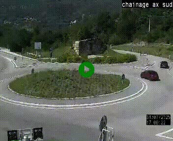 <h2>Webcam au nord d'Ax-les-Thermes au niveau de l'aire de chaînage de la N20. Vue orientée vers les Pyrénées, en direction de Pas de la Case</h2>