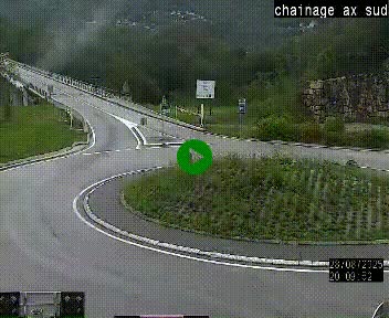 <h2>Webcam au nord d'Ax-les-Thermes au niveau de l'aire de chaînage de la N20. Vue orientée vers les Pyrénées, en direction de Pas de la Case</h2>