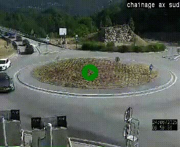<h2>Webcam au nord d'Ax-les-Thermes au niveau de l'aire de chaînage de la N20. Vue orientée vers les Pyrénées, en direction de Pas de la Case</h2>