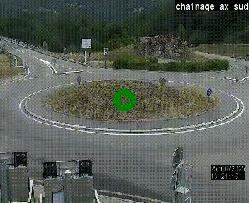 <h2>Webcam au nord d'Ax-les-Thermes au niveau de l'aire de chaînage de la N20. Vue orientée vers les Pyrénées, en direction de Pas de la Case</h2>