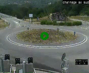 <h2>Webcam au nord d'Ax-les-Thermes au niveau de l'aire de chaînage de la N20. Vue orientée vers les Pyrénées, en direction de Pas de la Case</h2>