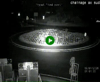 Webcam au nord d'Ax-les-Thermes au niveau de l'aire de chaînage de la N20. Vue orientée vers les Pyrénées, en direction de Pas de la Case