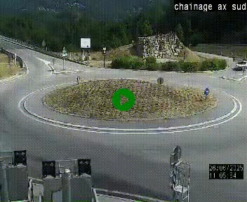 <h2>Webcam au nord d'Ax-les-Thermes au niveau de l'aire de chaînage de la N20. Vue orientée vers les Pyrénées, en direction de Pas de la Case</h2>