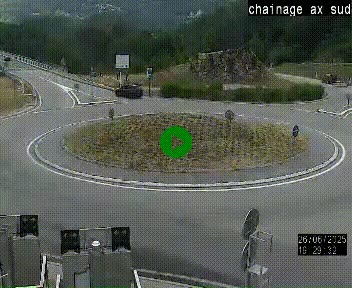 <h2>Webcam au nord d'Ax-les-Thermes au niveau de l'aire de chaînage de la N20. Vue orientée vers les Pyrénées, en direction de Pas de la Case</h2>