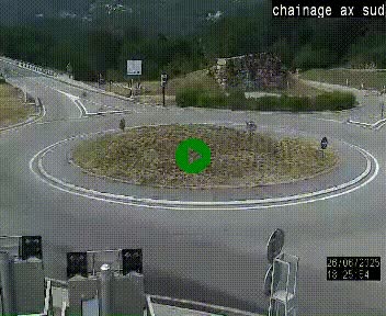 <h2>Webcam au nord d'Ax-les-Thermes au niveau de l'aire de chaînage de la N20. Vue orientée vers les Pyrénées, en direction de Pas de la Case</h2>