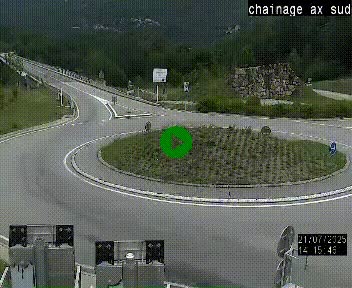 <h2>Webcam au nord d'Ax-les-Thermes au niveau de l'aire de chaînage de la N20. Vue orientée vers les Pyrénées, en direction de Pas de la Case</h2>