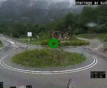 <h2>Webcam au nord d'Ax-les-Thermes au niveau de l'aire de chaînage de la N20. Vue orientée vers les Pyrénées, en direction de Pas de la Case</h2>