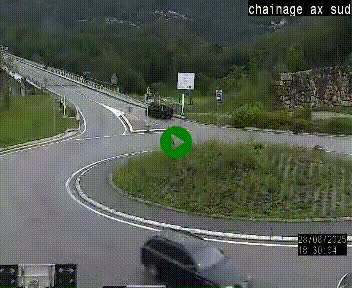 <h2>Webcam au nord d'Ax-les-Thermes au niveau de l'aire de chaînage de la N20. Vue orientée vers les Pyrénées, en direction de Pas de la Case</h2>