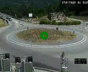 <h2>Webcam au nord d'Ax-les-Thermes au niveau de l'aire de chaînage de la N20. Vue orientée vers les Pyrénées, en direction de Pas de la Case</h2>