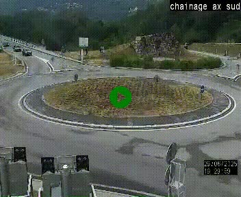 <h2>Webcam au nord d'Ax-les-Thermes au niveau de l'aire de chaînage de la N20. Vue orientée vers les Pyrénées, en direction de Pas de la Case</h2>