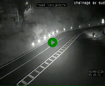 <h2>Webcam au nord d'Ax-les-Thermes au niveau de l'aire de chaînage de la N20. Vue orientée vers les Pyrénées, en direction de Pas de la Case</h2>